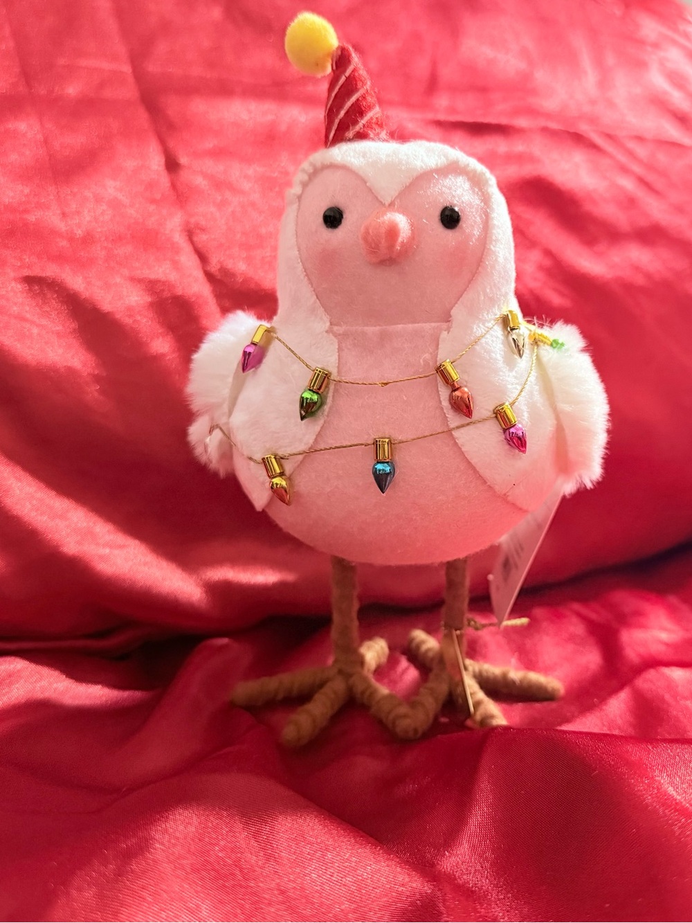 Wondershop Pink Plush Holiday Bird with Multicolor Light Garland